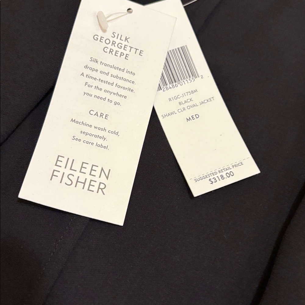 Eileen Fisher Silk Black Draped Women’s Blazer Sz.M - Picture 7 of 9